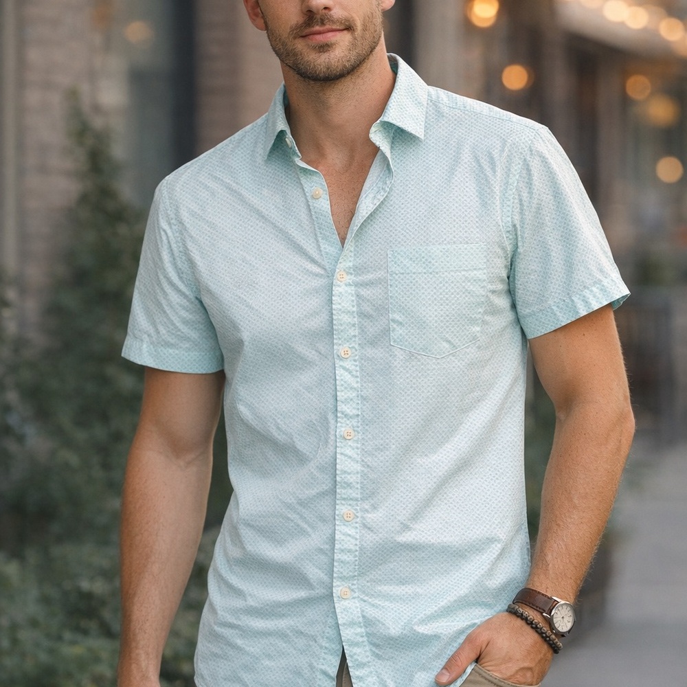 Monument Mens Short Sleeve Button Down Sz S NWT